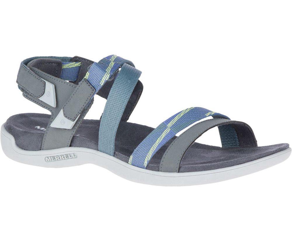 Merrell Sandals Grey/Blue - District Mendi Backstrap - Womens 87SWPTUHX